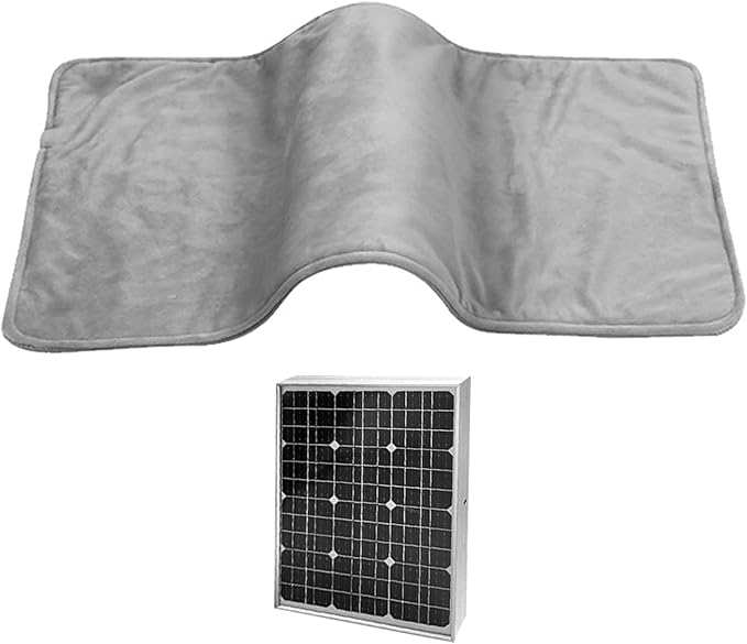 Solar Panel Pet Heating Pad 12V Soft & Warm Heated Pet Mat IPX7 Waterproof Portable Heated Blanket for Dogs Cats Outdoor, Heating Pad for Pets