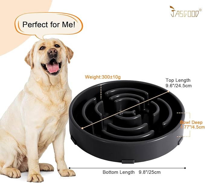 Slow Feeder Dog Bowls for Large Dogs Anti-Chocking Slower Feeder Dog Puzzle Bowl Pet Slow Eating Interactive Bloat Stop Dog Food Bowl JASGOOD,Black,Large