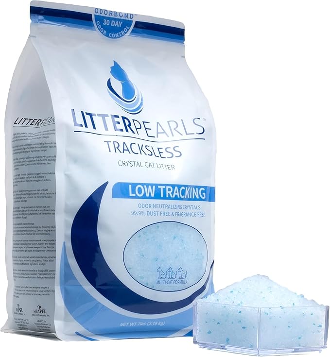 Litter Pearls Tracksless Unscented Non-Clumping Crystal Cat Litter with Odorbond, 15 Pounds