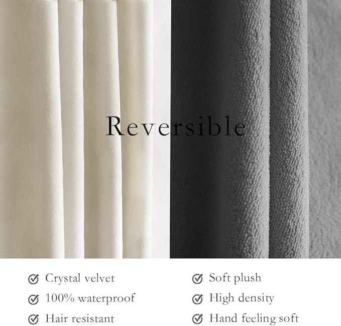 Ameritex Pet Bed Blanket Reversible 100% Waterproof Velvet Super Soft for Sofa and Bed (68x82 Inches, Cream+Grey)