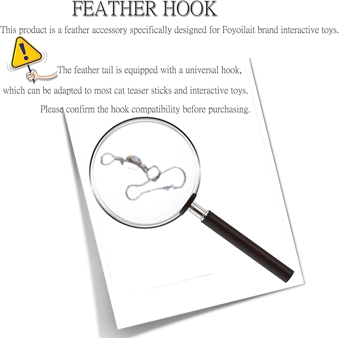 3-in-1 Cat Toy & Interactive Motion-Activated Kitten Toy Wand Feather Accessories — 5-Piece Set of Replaceable Wand Feather Refills, Interactive Teaser Accessories for Cats and Kittens