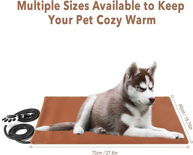 On/Off Switch Electric Pet Heating Pad with Chew Resistant Cord and 2PCS Machine Washable Cover,Indoor Heated Pet Bed Warmer,for Cat Beds and Dog Beds 70x40CM