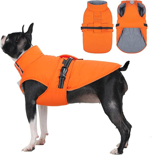 IECOii Dog Winter Jacket Reflective Winter Coats with Harness Hole Adjustable Windproof Jackets Warm Pet Snow Vest for Dachshund Waterproof Cold Weather Coat for Outdoor, Pink, Size M