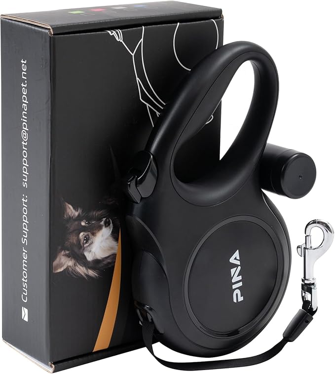 PINA Upgraded Retractable Dog Leash, 26 ft Dog Leash for Small Medium Large Dogs Up to 110lbs, Heavy Duty Reflective Nylon Tape 360° Tangle-Free, with Anti-Slip Handle, One-Handed Brake, Pause, Lock