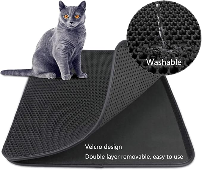 Cat Litter Mat Litter Tray Mat,Double Layer Design Waterproof Urine Proof Trapper Mat and Water Scatter Control Washable XS-XXL