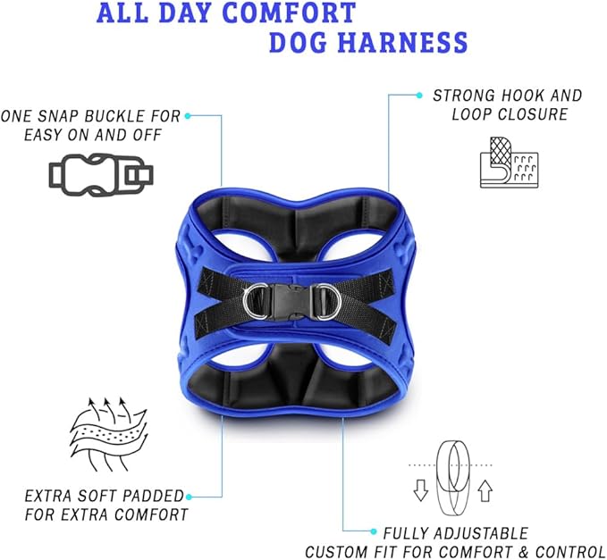 Comfort Fit No Pull Dog Harness – Adjustable Step-in Vest for Small, Medium & Large Dogs, Soft Padded with Leash Clips, Reflective Straps & Handle
