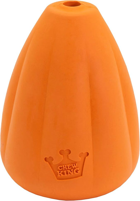 Chew King by Mammoth Premium Treat Dog Toy, Extremely Durable Natural Rubber Toy, Bacon Flavored Dog Treater, Orange Large