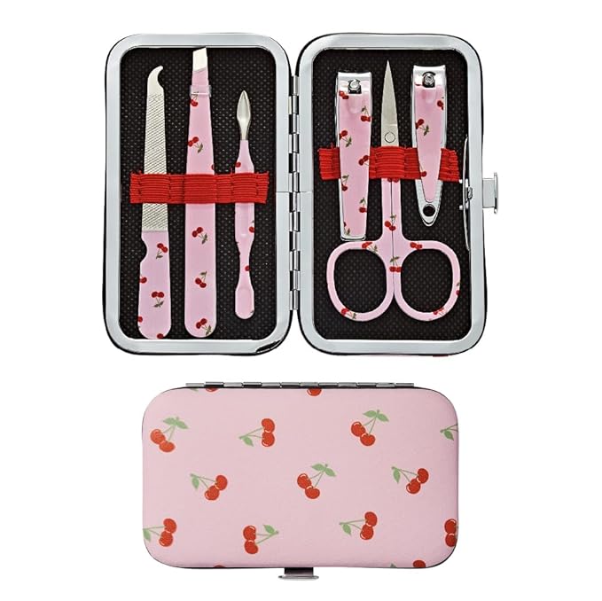 Éclat Manicure Pedicure Kit for Men & Women, 6Pcs Finger & Toe Nail Care Tools Includes Nail Clipper Cutter, Tweezer, File, Cuticle Pusher, Personal Care Professional Grooming Set With Travel Case