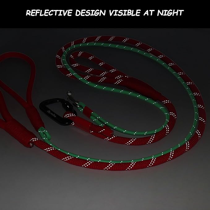 Twin Tails Leash Set - 5ft Double Handle Dog Leash and 4.5ft Lightweight Premium Rope Dog Leashes, Kid-Friendly Family Set, Reflective Pet Leashes for Small Medium and Large Dogs