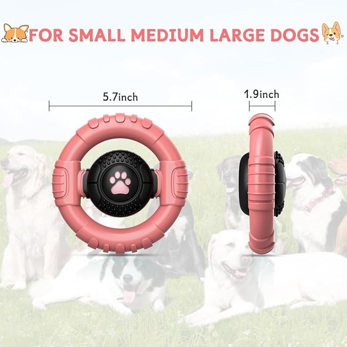 Dog Toys for Aggressive Chewers Large Medium Breed, Indestructible Squeaky Dog Chew Toys, Tough Nylon Rubber Interactive Dog Toys to Keep Them Busy