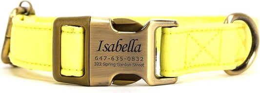 Personalized Dog Collar with Name and Phone Number Engraved,Adjustable Custom Puppy Collar,Organic Cotton Pet Collar for Small Medium Large Boy Girl Dogs