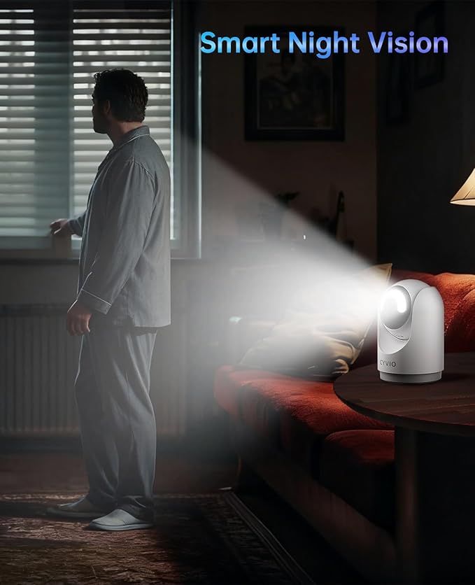 5MP Indoor Security Camera, 3K Pan-Tilt WiFi Surveillance Camera with AI Motion Detection, Human Tracking, Color Night Vision, 2-Way Audio, Bluetooth Setup, No Subscription, for Baby/Pet/Home