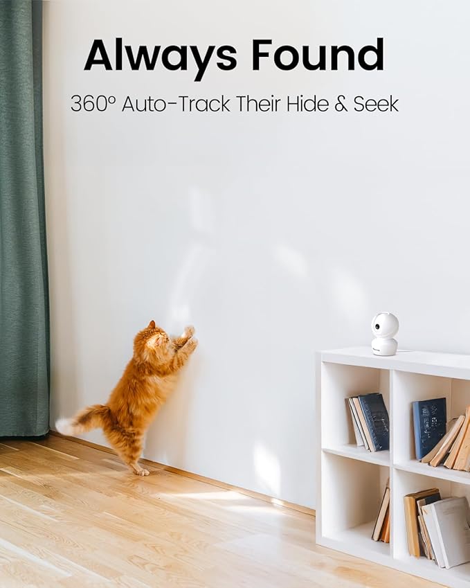 VIMTAG 4MP 5G Indoor Camera, Dog Camera with Speaker Pan 360° View, Cameras for Home Security Pet Baby with Motion Tracking Night Vision Phone App, 2-Way Audio, 24/7 SD & Cloud Storage,w/Alexa, 2Pack