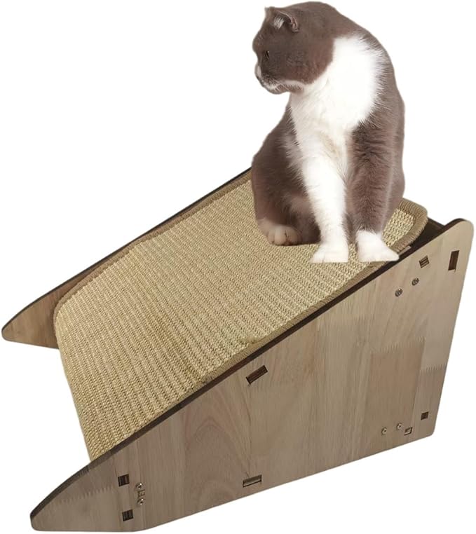 Cat Scratching Post for Indoor Cats： Modern Sisal Cat Scratcher & Wood Frame, Long-Lasting Multi-Sided Cat Scratcher for Multi-Cat & Budget-Friendly Homes (16in)