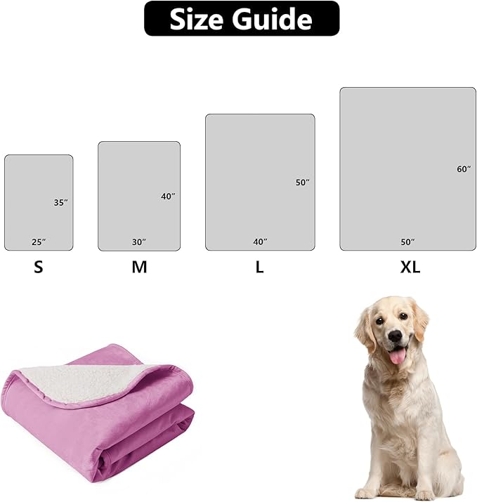 Waterproof Dog Blankets for Medium Dogs, Washable Pet Blanket for Indoor Cats, Plush Sherpa Puppy Throw Furniture Protector for Bed Couch Sofa(30"x40",M,Purple)