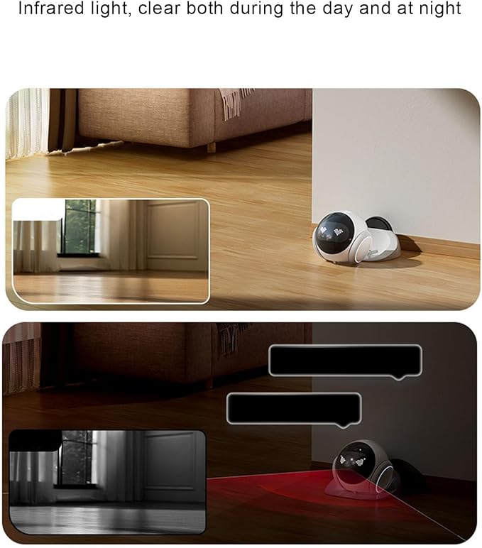 Asixxsix Pet Camera Robot, Wireless 1080P 360 Rotation 121 Wide Angle Indoor Movable Security Camera with Night Vision, 2 Way Talk, Motion Detection Video Recording for Cats Baby