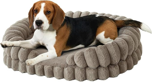BALANCE Calming Dog Bed for Medium Sized Dogs, 30 Inches Oval Washable Pet Bed with Sides, Orthopedic Pet Couch Sofa with Non-Slip Bottom, Oatmeal