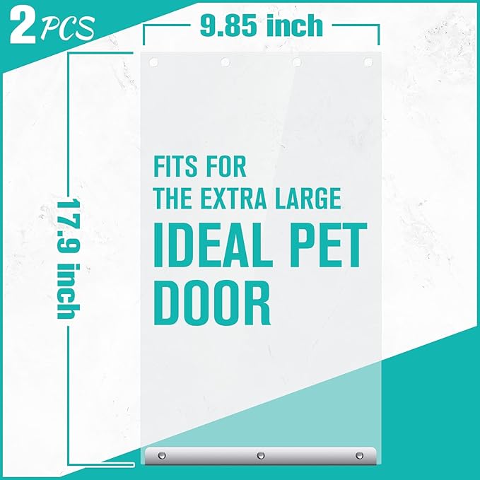 Ripeng 2 Pcs Dog Door Replacement Flaps 9.85 x 17.9 Inch Compatible with Dog Door Model DSRWXL, Fit Dogs up to 65 lbs, Clear Flexible Weatherproof Pet Supplies Home Flap, Easy to Install