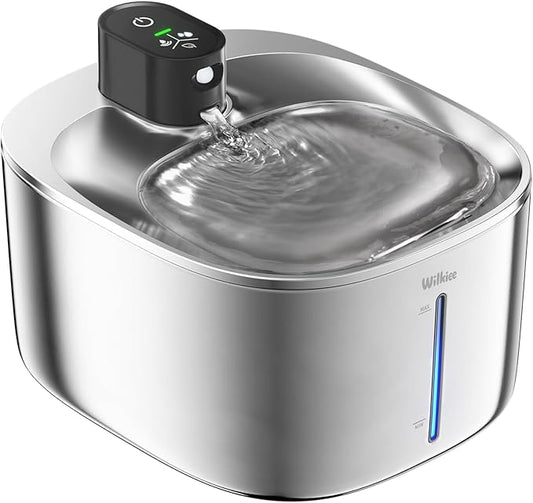 Cat Water Fountain Stainless Steel, 138fl.oz / 4.1L Wireless Cat Fountain, Pet Water Dispenser Cordless for Cats & Dogs Indoor
