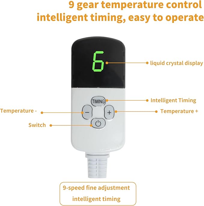 Pet Heating Pad, 9 Temperature Adjustable Electric Pet Mat with Timer, Indoor Waterproof Heated Dog Bed with Chew Proof Cord, Grey, 18x18in