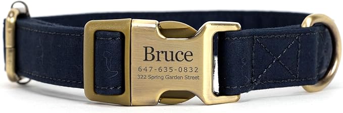 Personalized Dog Collar with Name and Phone Number Engraved,Adjustable Custom Puppy Collar,Organic Cotton Pet Collar for Small Medium Large Boy Girl Dogs