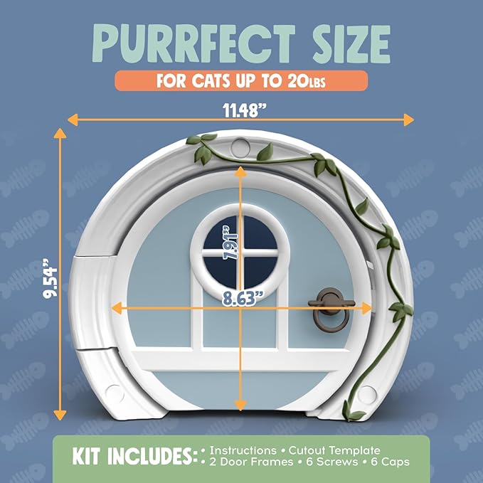 Gnome® Door Cat Door for Interior Doors - Stylish & Functional with No Flap, Lockable, and Easy Installation, Spacious Large Kitty Door for Cats Up to 20 lbs, Private and Comfortable Pet Door