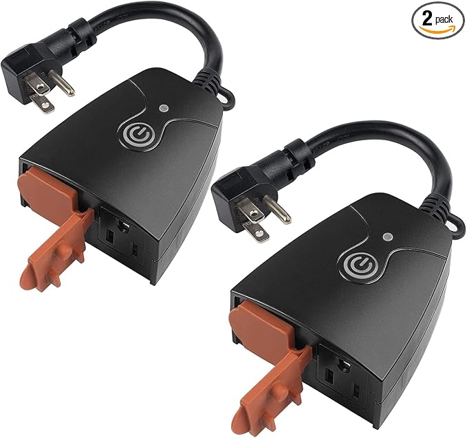 Outdoor Smart WiFi Plug, HBN Heavy Duty Wi-Fi Timer with Two Grounded Outlet, Wireless Remote Control by App Compatible with Alexa and Google Home Assistant 2.4 GHz Network only, ETL Listed (2 Pack)