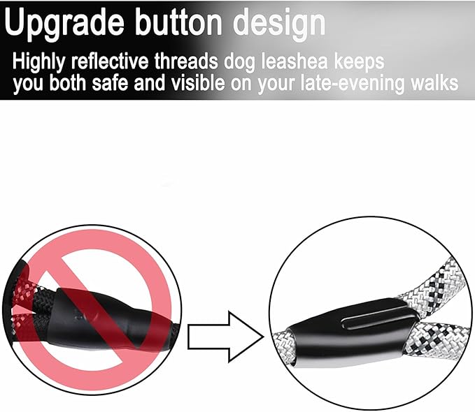 Dog Leash 6 FT, Durable Premium Quality Strong Training Rope Slip Leash with Comfortable Padded Handle and Highly Reflective Threads for Small Medium and Large Dogs, (Light Gray)