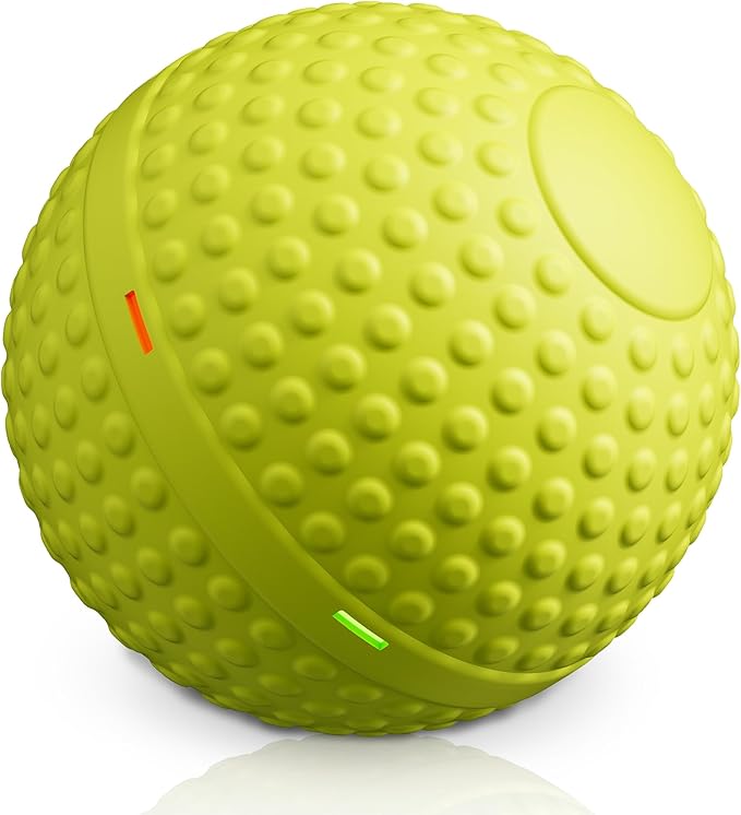 Chew Resistant Smart Interactive Dog Balls, Durable Food-Grade Rubber Material, Automatic Moving, Bouncing, Rotating Toy with Light for Medium, Large Dogs, IPX7 Waterproof (Yellow)