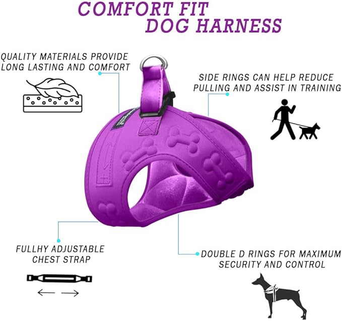 Comfort Fit Dog Harness Small Medium Sized Dogs Extra Comfort No Pull Step in Dog Harness with Adjustable Buckles Soft Padded Easy Control Vest Harness Training Walking Running Inside Velvet Plush