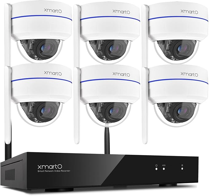 xmartO [AI Tracking Ceiling CAM] 10CH 2K HD Metal Dome PTZ Wireless Security Camera System, 6*Automatic-Follow, 2-Way Audio and Night Vision Camera, 10CH 4K Long Range WiFi 6 Surveillance DVR NVR Kit