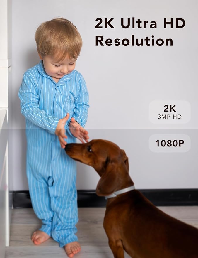 2K Security Camera Wired, Outdoor/Indoor for Home, Pet, Baby, Nanny, IP65 Waterproof Color Night Vision, White Light & Siren, Recording, Motion Detection, Works with Alexa,White-4P