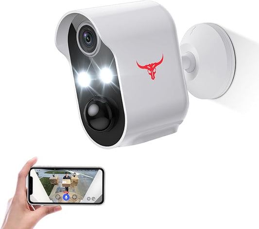 1080p Wireless Security Camera, 2.4GHz Wi-Fi, Color Night Vision, AI Human Detection, PIR Motion Detection, 2-Way Talk, Outdoor Surveillance Bullet Cam (2 Spotlights)