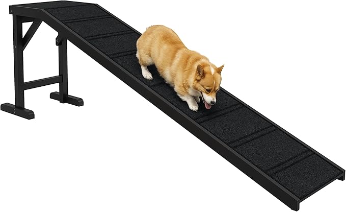 PawHut Dog Ramp for Bed, Pet Ramp for Dogs with Non-Slip Carpet and Top Platform, 74" x 16" x 25", Black