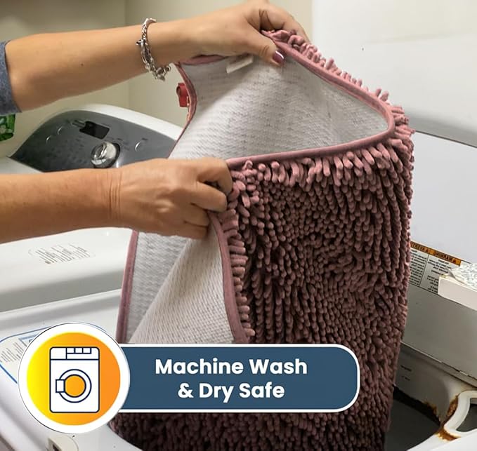 Muddy Mat® | Super Absorbent Door Mat Indoor, Microfiber Quick Dry Chenille Entryway Rug, Non-Slip Front Door Mat, Indoor Mats for Entryway, Machine Washable Pet Rug, Pink 18"x28"