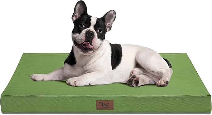 Outdoor Dog Bed for Small Dogs, Waterproof Dog Crate Bed for Medium Dogs Cats, Orthopedic Egg Crate Foam Pet Bed with Washable Removable Oxford Cover, Light Green