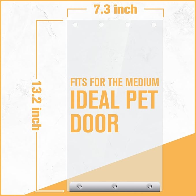 Ripeng 1 Pcs Dog Door Replacement Flaps 7.3 x 13.2 Inch Compatible with Dog Door Model DSRWM, Fit Dogs up to 35 lbs, Clear Flexible Weatherproof Pet Supplies Home Flap, Easy to Install
