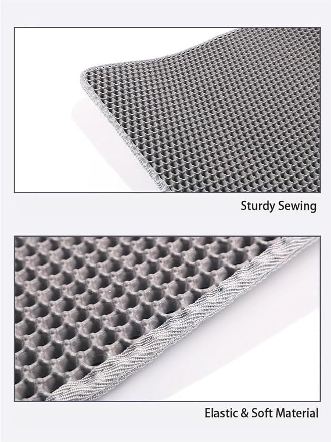 Large cat Litter mat, Jumbo Size (47" x 27") Gray, Double Layer, Waterproof, Odor-Free, Easy to Clean