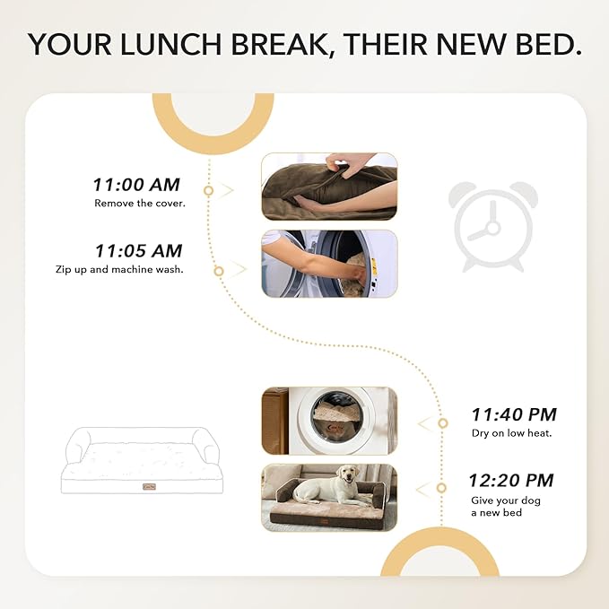 Orthopedic Dog Beds for Extra Large Dogs, Waterproof Egg Crate Foam XL Dog Bed with Sides 45x35Inch, Big Dogs Couch Beds with Removable Washable Cover and Nonskid Bottom, Brown