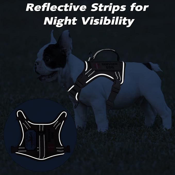 Tactical Dog Harness for Small Puppy, No Pull Military Service Dog Vest with Vertical Handle, Reflective Puppy Vest Harness for Outdoor Training (Khaki, XS)