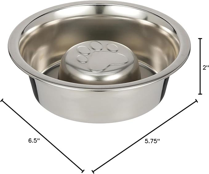 Neater Pet Brands Stainless Steel Slow Feed Dog Bowl for Fast Eating Medium Breed, Metal Slow Feeder Dog Bowl Fits in Medium Neater Feeder Deluxe, for Puppy or Dogs (19-40 lbs), 1 Cup Food Capacity