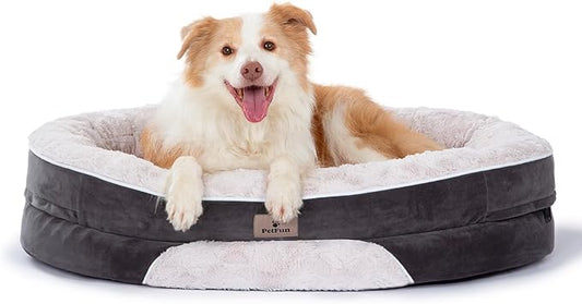 Orthopedic Dog Bed Couch for Large Sized Pets with Egg Foam Support, Four-Sided Bolster Cushions, Soft Tear-Resistant Fabric, and Removable Machine Washable Plush Cover