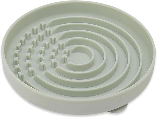 Slow Feeder Dog Bowls, Slowdown Bowl - Puzzle Silicone Dog Feeding Bowls with Suction Cups, Innovative Lick Mat, Healthy Eating, Dishwasher Microwave Safe, Mealtime Challenge, 7.5" x 1.3" Green