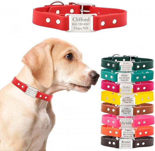 dogIDs Personalized Dog Collar – ScruffTag Custom Waterproof Biothane Dog Collar with Laser-Engraved Name, Durable & Odor-Resistant – USA Made | Red, 3/4 in x 16 in (Fits Neck Sizes 14-18 in)