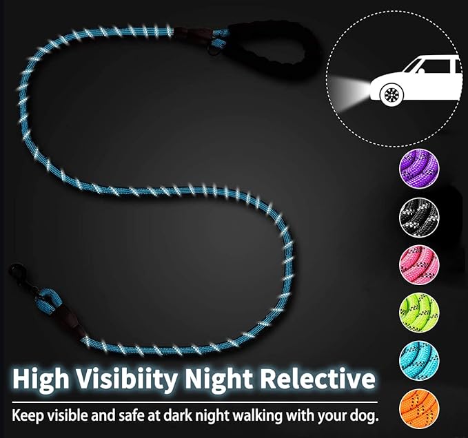 COOYOO 2 Pack Dog Leash 5 FT Heavy Duty - Comfortable Padded Handle - Reflective Dog Leash for Medium Large Dogs with Collapsible Pet Bowl