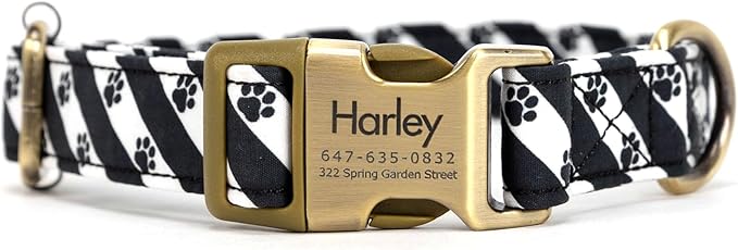 Personalized Dog Collar with Name and Phone Number Engraved,Adjustable Custom Puppy Collar,Organic Cotton Pet Collar for Small Medium Large Boy Girl Dogs