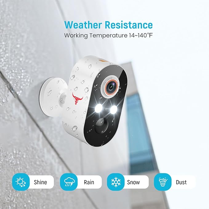 Outdoor Security Camera, Battery Powered Wireless Camera, Cloud Storage Sold Seperately, Color Night Vision, 2-Way Audio, Smart AI Motion Detection, 2.4G only (2 Light, 1 Pack)