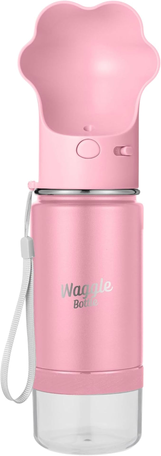 Stainless Steel Dog Travel Water Bottle, Vacuum Insulated Portable Dog Water Dispenser, Drink Cup and Snack Container On The Go, Outdoor Walking, Hiking, Travel (Pink)