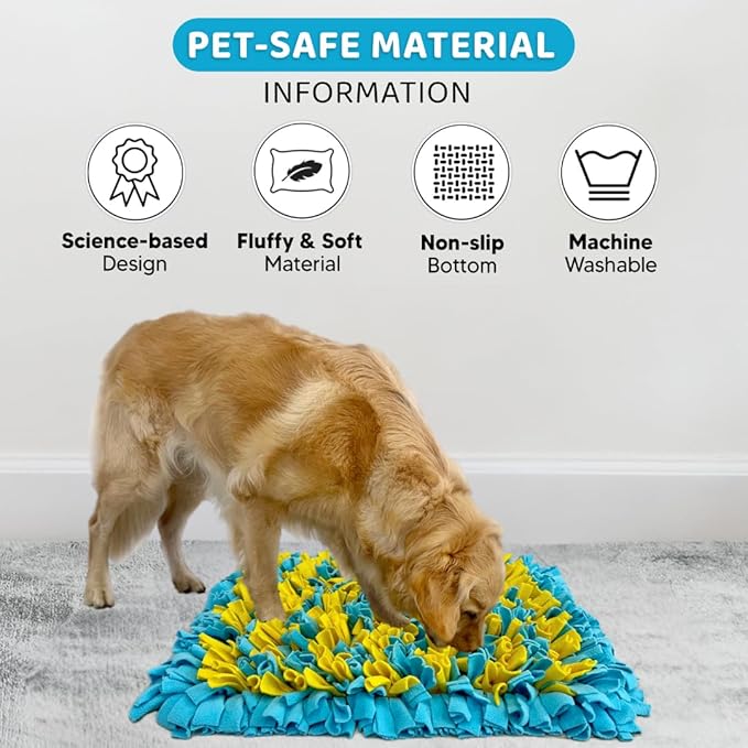 Snuffle Mat for Large Dogs, Slow Feeder Foraging Dog Toy for Stress Relief & Smell Training, Interactive Enrichment to Keep Dogs Busy, for Puppy/Medium/Large Breed, 24x20 Inches