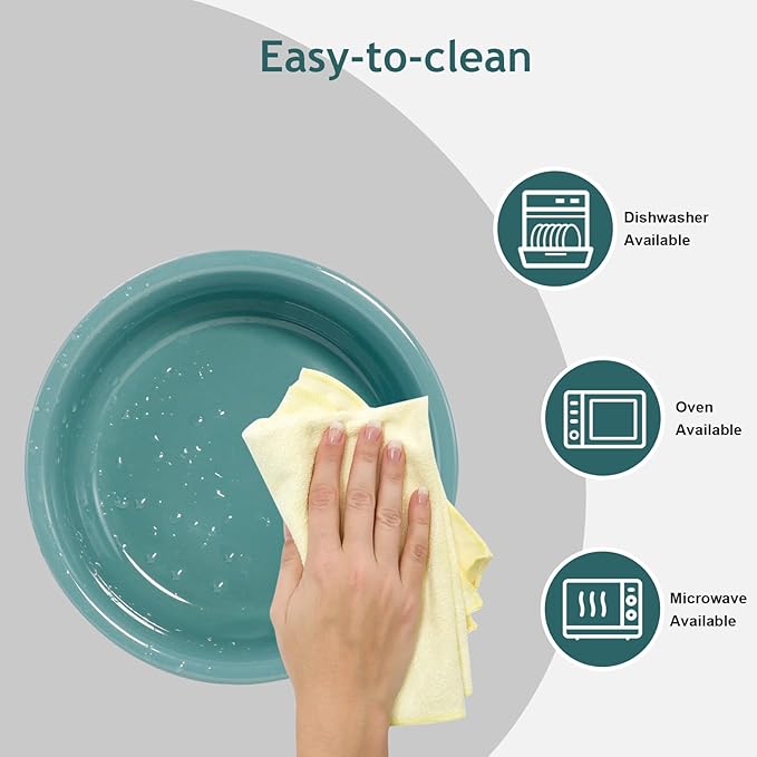 Elevated Ceramic Dog Bowls, Raised Dog Bowl with Anti-Slip Stand, Pet Feeding Dishes for Medium Sized Dogs, Weighted Pet Feeder Bowls, Dog Food and Water Bowl Set(6.3" Tall-28oz-Dark Green)